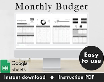 Modello di foglio di calcolo del budget mensile Fogli Google (bianco e nero)