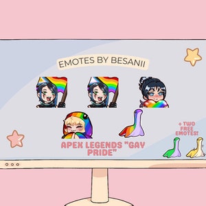 Apex Legends Gay Pride, Lgbtq, Wraith, Catalyst, Wattson, Nessie emote | For Twitch, Discord, YouTube
