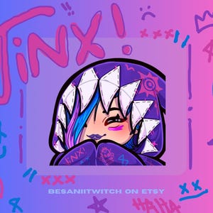 Emote Jinx &quot;Cozy&quot; di Arcane e League of Legends. Emote per Twitch, Discord PNGTUBER