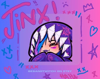 Jinx “Cozy” Emote from Arcane and League of Legends. Emote for Twitch, Discord PNGTUBER