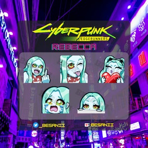 Cyberpunk2077, Cyberpunk Edgerunners, Rebecca, Emotes, Twitch, Discord, PNGtuber, Vtuber, Anime Emotes