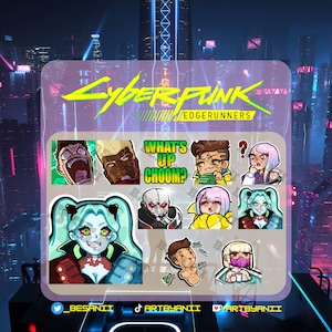 Cyberpunk Edgerunners, Rebecca, Lucy, David Martinez, Adam Smasher,Twitch, Discord, PNGtuber, Emotes