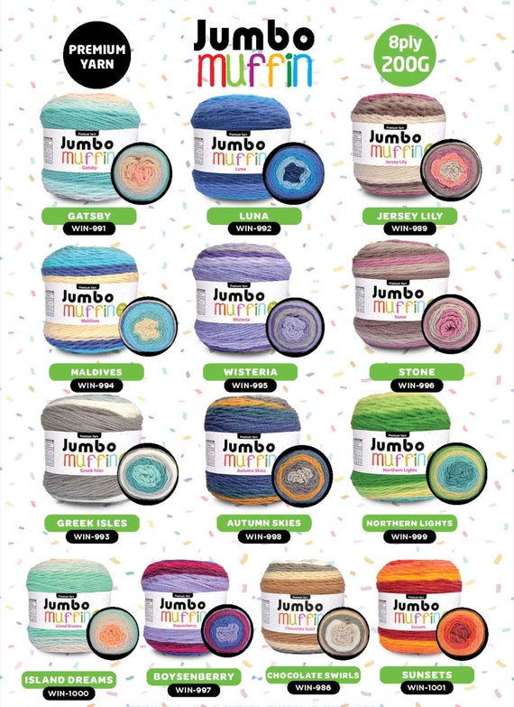 ゆぴ Yatsal Jumbo Muffin Cake Yarn 8ply 200g (37 Colours Available) - Etsy