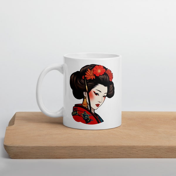 Geisha Sketch Mug Japanese Art Geisha Art Japan Geisha Print