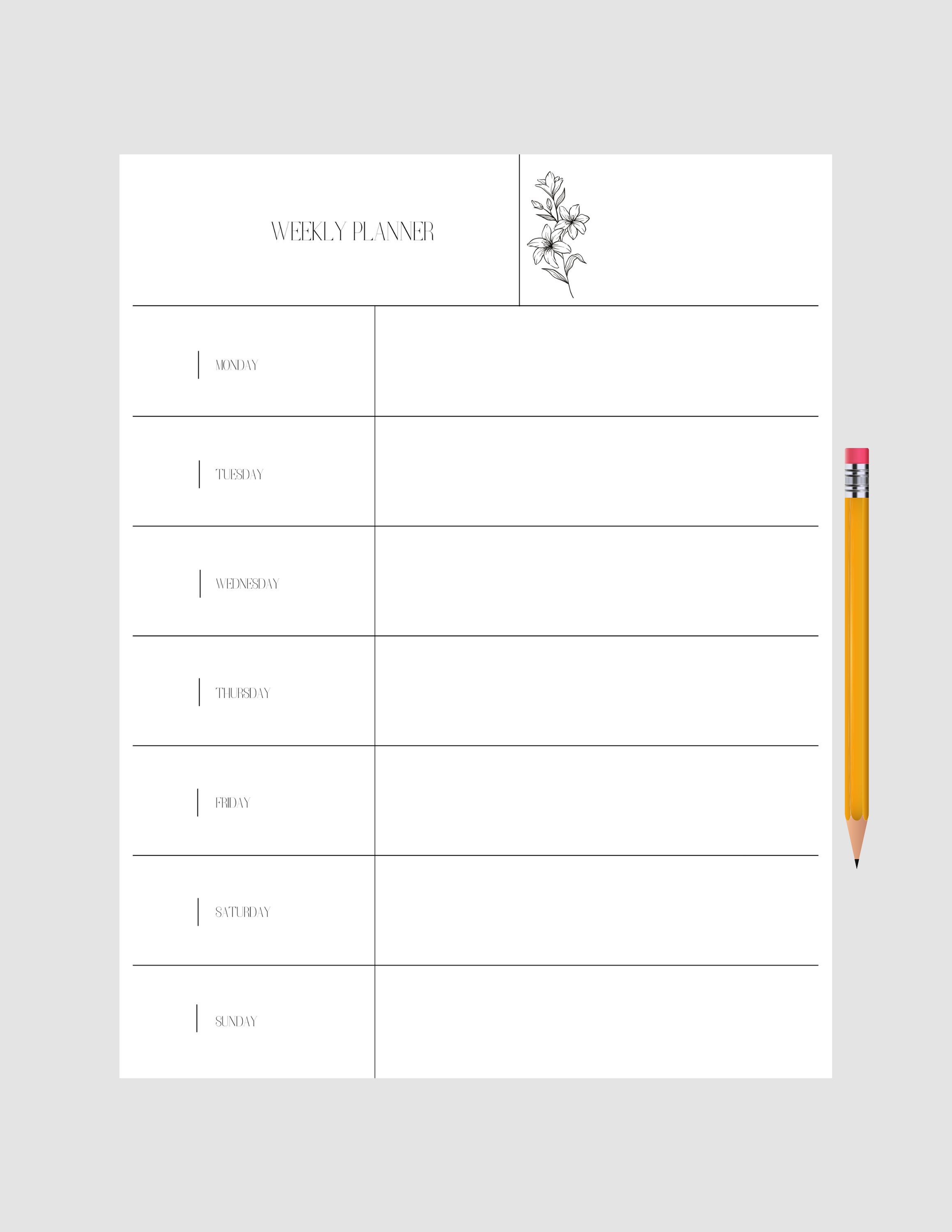 Weekly Planner Letter Size Printable Digital Download Etsy