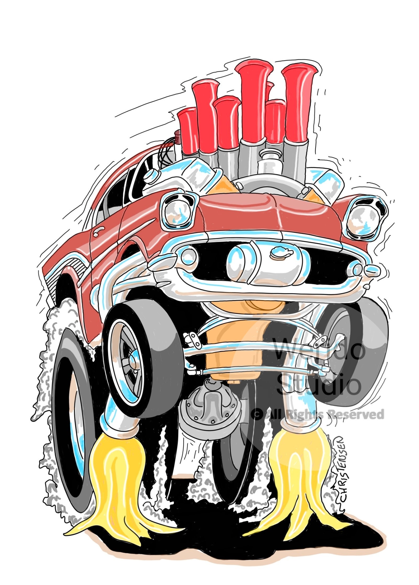 1957 Chevy,gasser,automotive Art,vintage,car Art,hot Rod Print Etsy