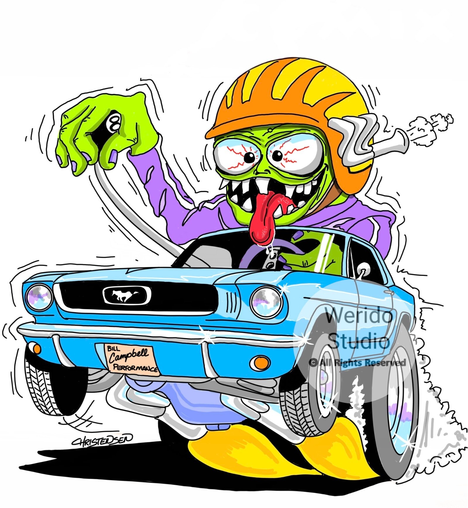 65 Mustang/ Monster roth Style Automotive Artvintage,car Art,hot Rod Print  - Etsy