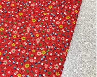 Red Small Flower %100 Cotton Fabric By Yard, Tiny Floral Quilting Fabric, Apparel Fabric, Fabric for Duvet Cover, Pillow, Cloth, DIY Project