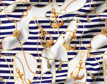 Goudkleurige gestreepte bekledingsstof, kustdecor