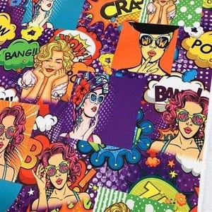 Pop Art Upholstery Fabric by the yard, Retro Fabric for bag, tablecloth, chairs, sofas, curtains, cushions, upholstery, home textile fabric