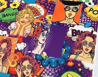 Pop Art Upholstery Fabric by the yard, Retro Fabric for bag, tablecloth, chairs, sofas, curtains, cushions