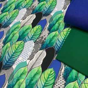 Tissu d&#39;ameublement vintage Leaves par mètre, tissu pour sacs, nappe, rideaux, coussins, ameublement, tissu pour la maison, tissu vert