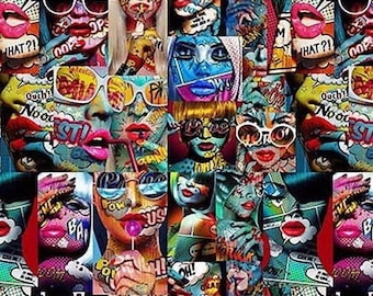 Pop Art Lollipop Girl Printed Upholstery Fabric by the yard, Pop Culture Retro Fabric for bags, chairs, sofas, cushions,home textile fabric