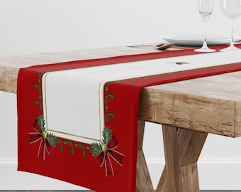 Kersttafelloper, stoffen paneel met borduureffect, zelf maken, knippen en naaien, NIET-NAAIEN stof