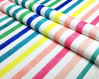 Tela de tapicería de rayas de colores: Rainbow Modern Decor, 56" de ancho