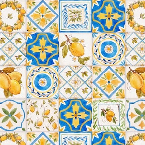 Keramik Lemon Bedruckter Polsterstoff, Keramikfliese, Keramikfliese, Keramikfliese, Keramikfliese, Keramikfliese, 100% Baumwolle, 100% Baumwolle