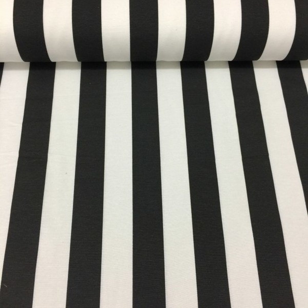 Black and White Striped Canvas Fabric, Water Repellent Cotton Outdoor