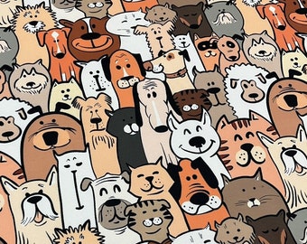 Hunde Stoff Meterware, Digitaldruck Stoff für Taschen, Stuhl, Sofa, Bank, Vorhänge, Kissen, Polster, Heimtextilien