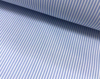 Blue Stripes %100 Cotton Poplin Fabric By Yard, Quilting Fabric, Fabric for Duvet Cover, Bedsheet, Crafting, Pillow, Clothing, Baby Products