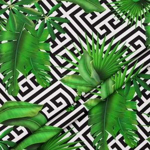 Tropic Palm Print Upholstery Fabric,  Excotic Decor Fabric for Chairs, Sofa, Cushion, Tablecloth, Botanical Indoor Outdoor Fabric