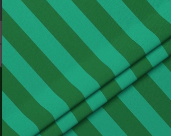 Teal Green and Mint Wide Striped Upholstery Fabric By The Yard
