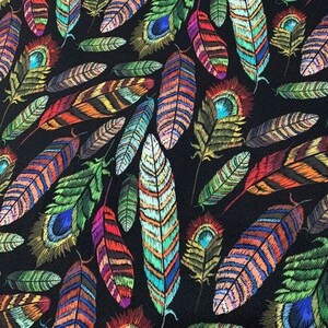 Colored Feathers Printed Fabric by yard, Fabric for bags, tablecloth, curtains, cushions, home textile fabric, indoor outdoor upholstery