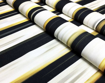 Black and White Gold Striped Fabric By The Yard,  Fabric for Chair, Sofa, Furniture Fabric, Drapery, Throw Pillow, Modern Fabric