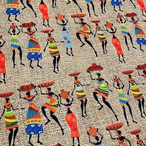 African Girls Upholstery Fabric by the yard, Etnic Fabric for bag, tablecloth, chairs, sofas, curtains, cushions,  home textile fabric