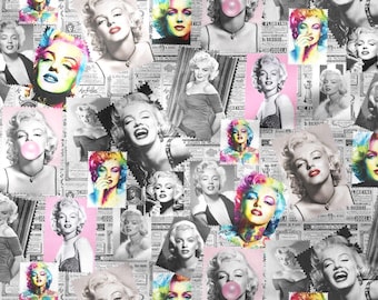 Marilyn Monroe Printed Fabric By The Yard, Fashion Fabric, Retro Vintage Decor Fabric, 50s, 60s, 70s Fabric for Bag, Sofa, Chair, Tablecloth