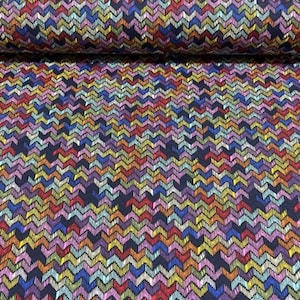 Colorful Zigzag Canvas Upholstery Fabric By The Yard, Retro Vintage Home Textile Fabric for Chair, Sofa,Curtain, Throw Pillow