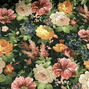 Flowers Printed Fabric by yard, Fabric for bags, tablecloth, curtains, cushions, upholstery, home textile fabric, botanical fabric