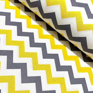 Zigzag Yellow Cotton Canvas Upholstery  Fabric By The Yard, Retro Vintage Fabric for Chair, Sofa, Furniture Fabric, Drapery, Throw Pillow,