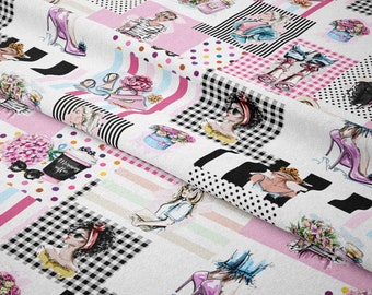 Pop Art Fashion Girls Fabric, Stylish Woman Print, Upholstery Fabric By The Yard