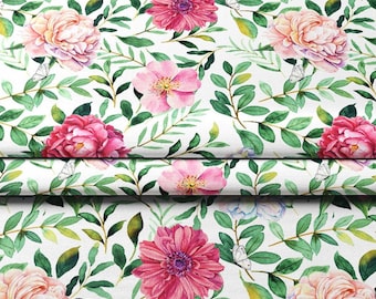Colorful Flowers Printed Upholstery Fabric by the yard, Farmhouse Decor Fabric for tablecloth, chairs, sofa, pillow, drapery, home textile