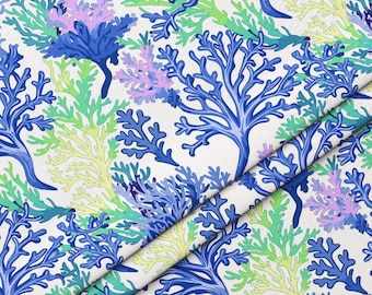 Coral Reef Print Upholstery Fabric, Coastal Decor, Nautical Pattern