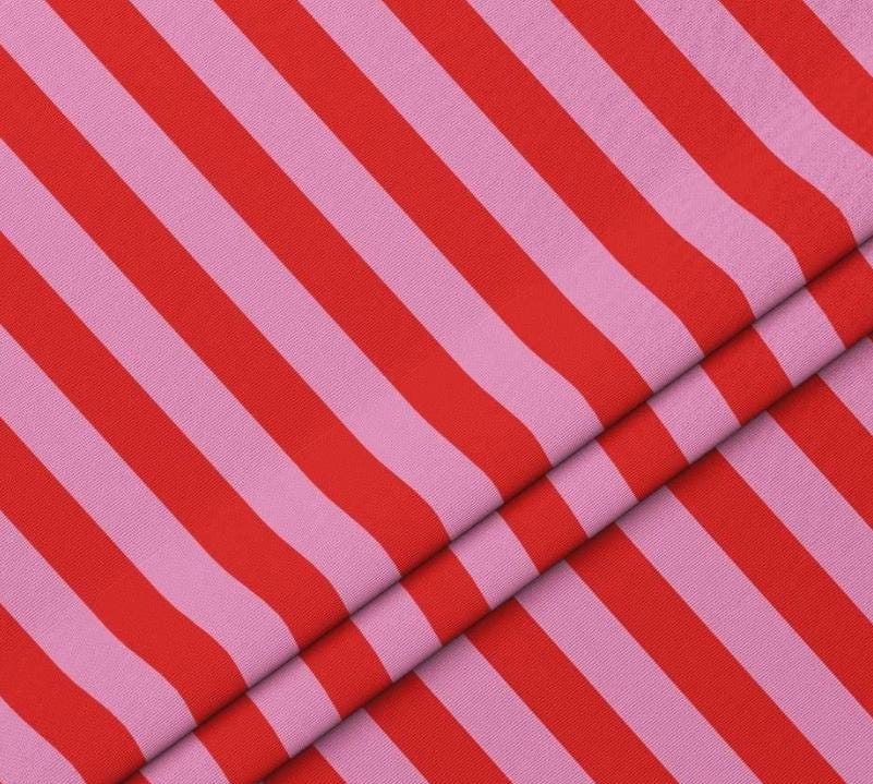 Pink and Red Wide Striped Upholstery Fabric By The Yard,  Modern Decor Fabric for Chair, Sofa, Furniture Fabric, Drapery,