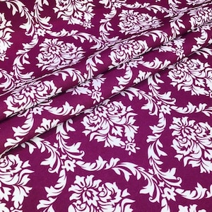 Vintage Big Damask Printed Fabric By The Yard,  Victorian Fabric for Chair, Sofa, Baroque Furniture Fabric, Drapery, Throw Pillow,