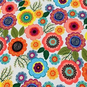 Colorful Flower Print Upholstery Fabric by the yard, Retro Fabric for bag, chair, sofas, curtains, cushions, upholstery, home textile fabric