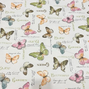 Butterfly Duck Upholstery Fabric By Yard, Outdoor fabric,  Nature Fabric , Fabric for sofa, cushion, chair, bench, curtain, blush, green