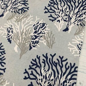 Ocean Coral Reef Upholstery Fabric By Yard,  Nautical Fabric, Underwater Fabric, Coastal Decor, Navy Gray Fabric for beach bag, cushion,sofa