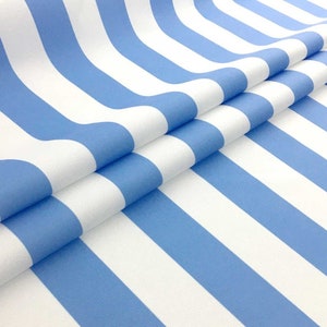 Blue and White Wide Striped Upholstery Fabric By The Yard,  Modern Decor Fabric for Chair, Sofa, Furniture Fabric, Drapery, Throw Pillow,