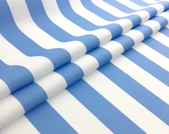 Blue and White Wide Striped Upholstery Fabric By The Yard,  Modern Decor Fabric for Chair, Sofa, Furniture Fabric, Drapery, Throw Pillow,