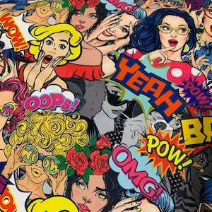 Pop Art Upholstery Fabric by the yard, Retro Fabric for bag, tablecloth, chairs, sofas, curtains, cushions, upholstery, home textile fabric