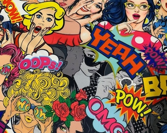 Pop Art Upholstery Fabric by the yard, Retro Fabric for bag, tablecloth, chairs, sofas, curtains, cushions, upholstery, home textile fabric