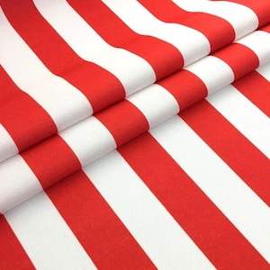 Red and White Wide Striped Upholstery Fabric By The Yard,  Modern Decor Fabric for Chair, Sofa, Furniture Fabric, Drapery,