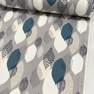 Modern Leaves Upholstery Fabric By Yard,  Boho Fabric, Botanical Fabric, Fabric for bag, chair, sofa, bench, curtain, Blue, Orange, Green