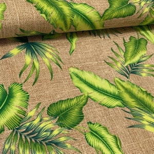 Leaves Canvas Upholstery Fabric By Yard, Outdoor fabric, Tropical Fabric , Fabric for sofa, cushion, chair, bench, curtain, Water Repellent