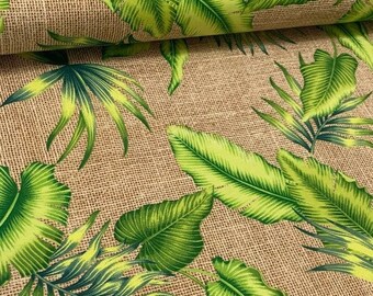 Leaves Canvas Upholstery Fabric By Yard, Outdoor fabric, Tropical Fabric , Fabric for sofa, cushion, chair, bench, curtain, Water Repellent