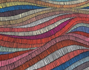 Colorful Waves  Digital Printed Fabric by yard, Geometric Wave Abstract Fabric for furniture upholstery, home textile fabric