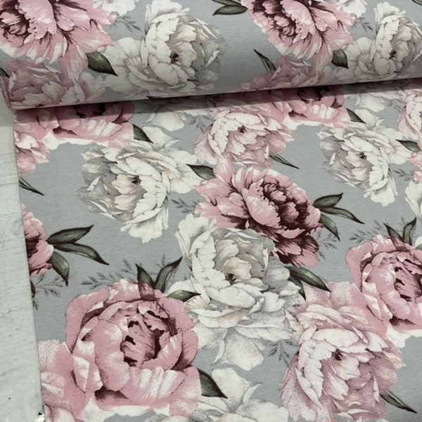 Peony Upholstery Fabric By Yard, Farmhouse Cottage Floral Shabby Chic Decor Fabric, Fabric for sofa, chair, bench, curtain, drapery ,bag